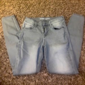 grey jeans worn and in good condition